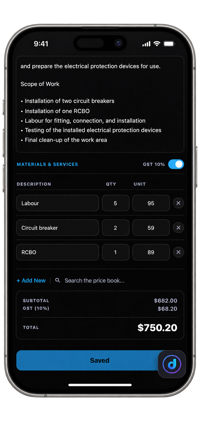 Dexify quote interface