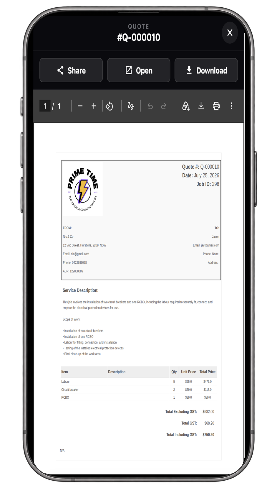 Dexify invoice interface